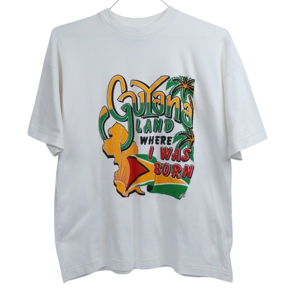 VTG Guyana Land Where‎ I Was Born Souvenir Travel T-Shirt S.S. Retro Size Large